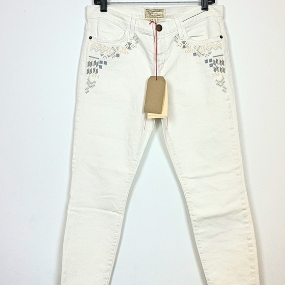 NWT current Elliott  dirty white embroidery jeans - Picture 2 of 8
